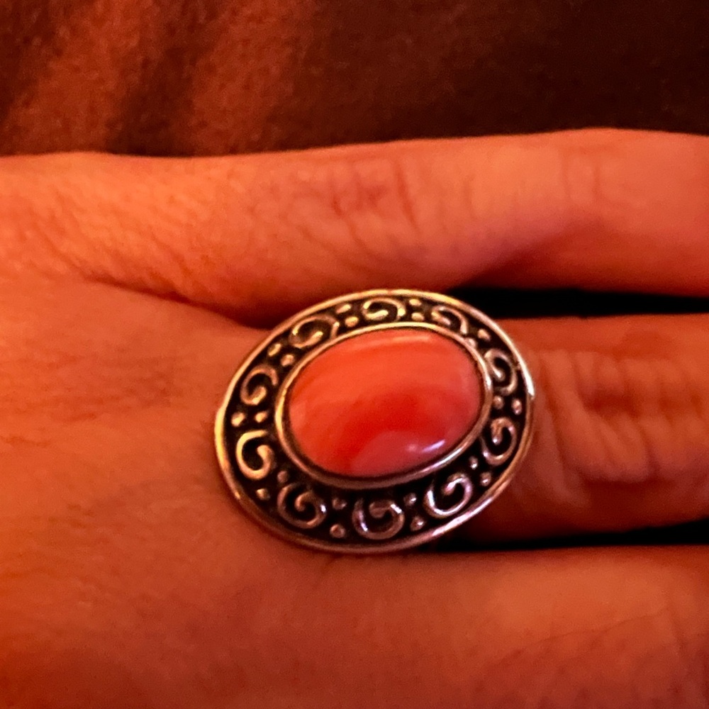 Silver orange spiny ring size‎ 7.5